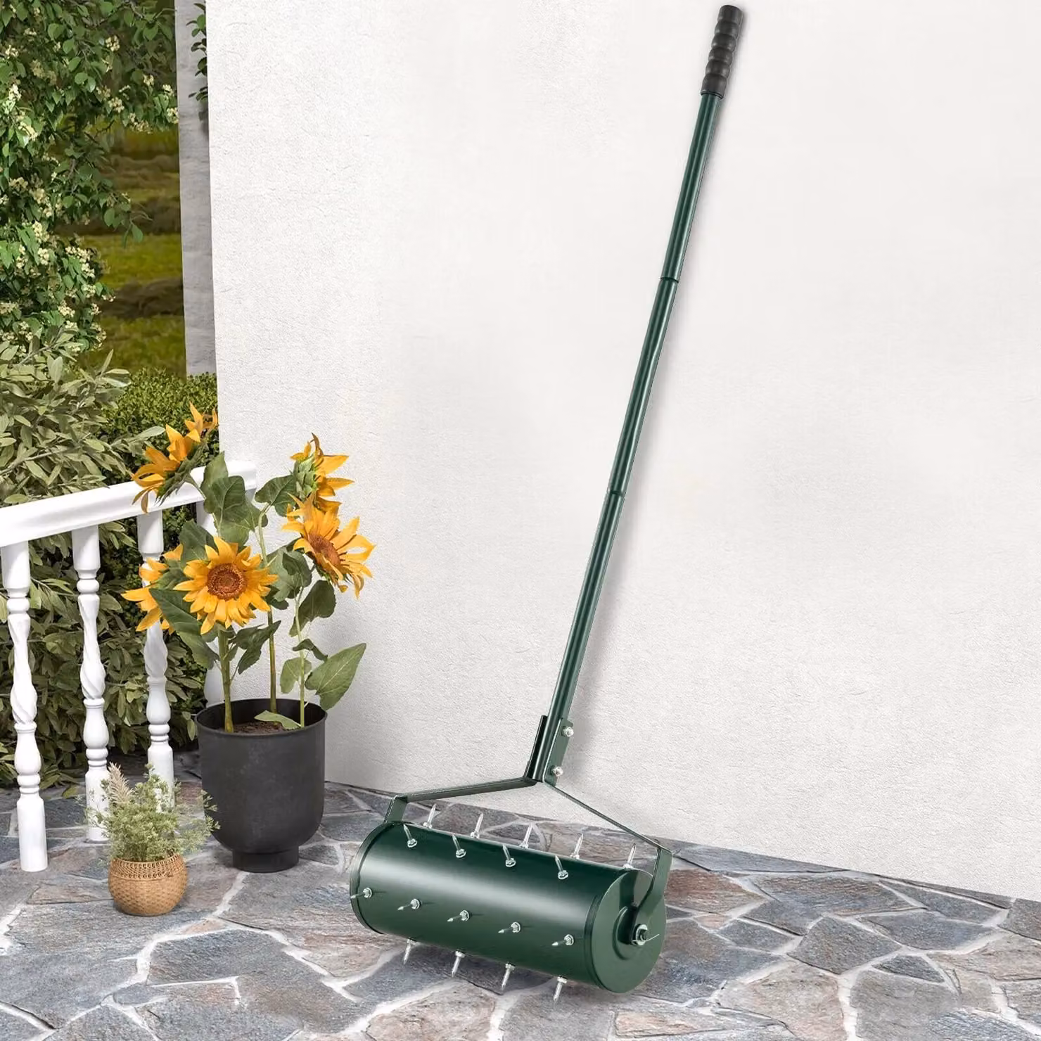 Costway Manual Heavy Duty Rolling Lawn Aerator in Green – 4