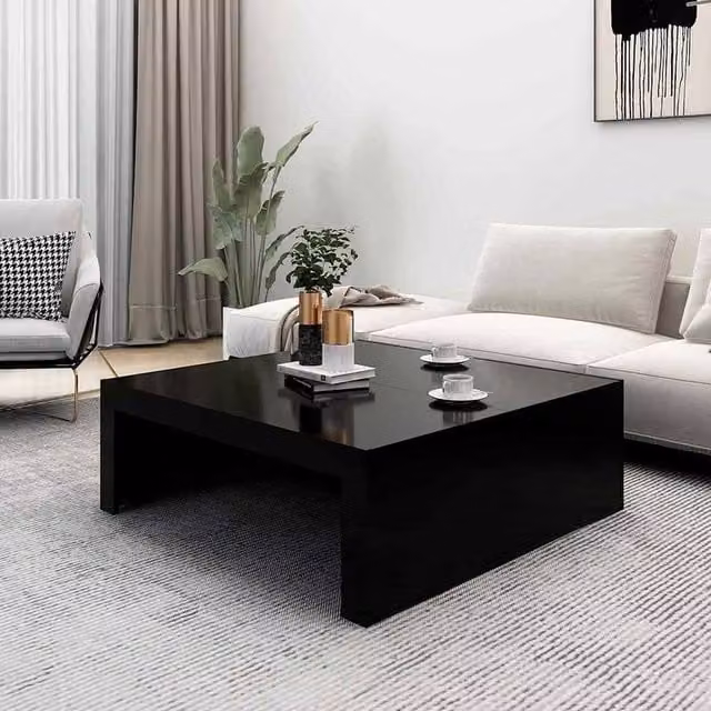 Berkfield Home Modern Square Coffee Table in Black, W/D/H: 100 x 100 x 35 cm