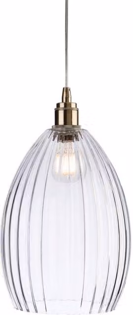 Netlighting Victory Dome Ceiling Pendant Light in Antique Brass with Clear Glass and E27 Socket