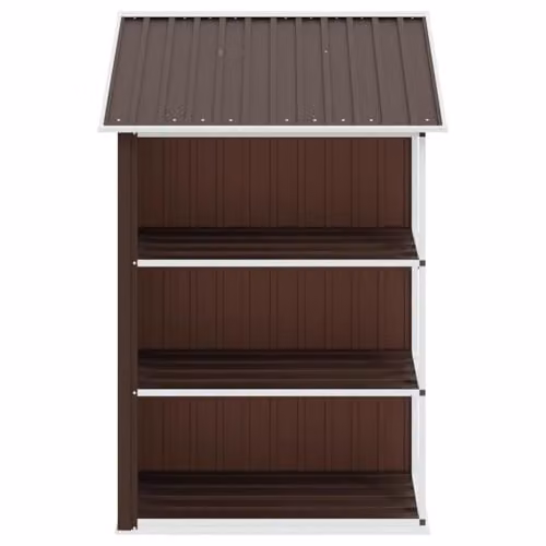vidaXL Metal Garden Shed with Shelving, Brown, W: 205 cm, D: 130 cm, H: 183 cm – 5