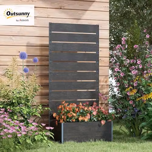 Outsunny Black Garden Planter with Trellis, WPC and Aluminium, W/D/H: 72 x 38 x 150 cm – 2