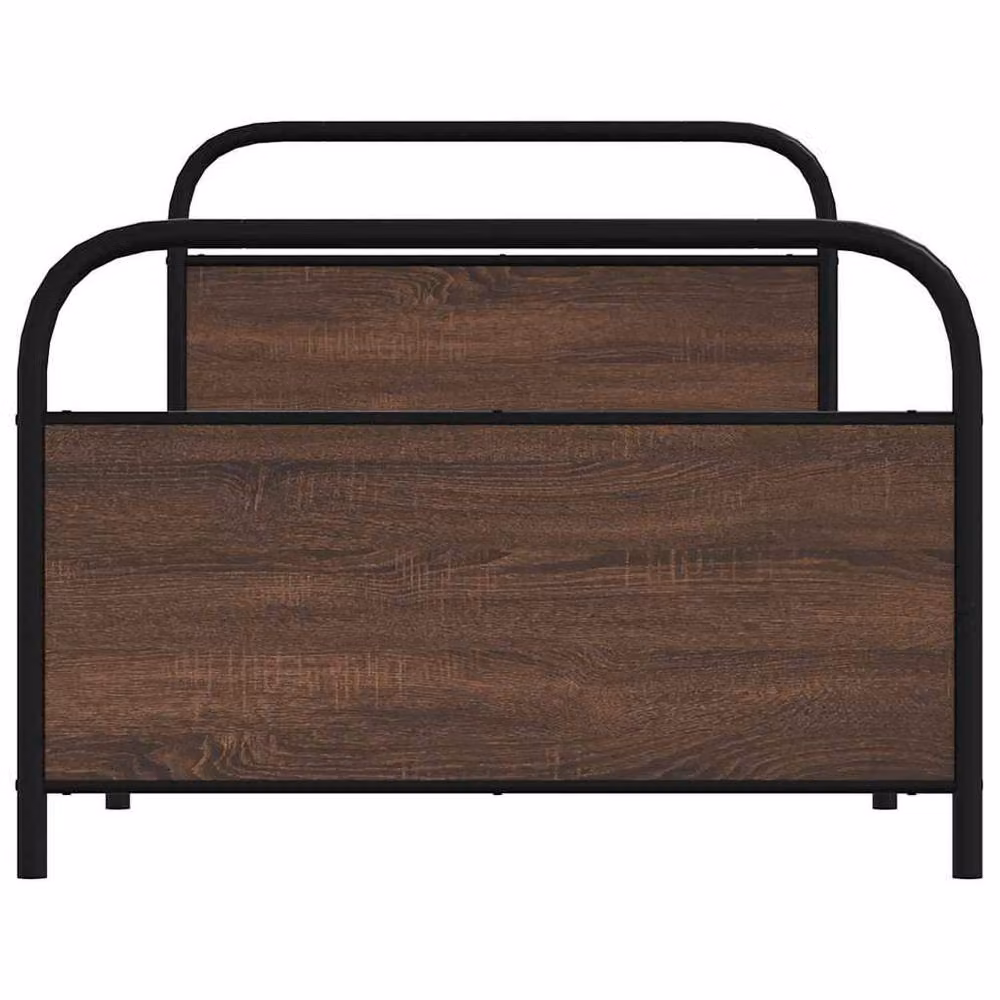 Berkfield Home Bed Frame in Brown Oak Engineered Wood and Metal, W/D/H: 100 x 190 cm – 4