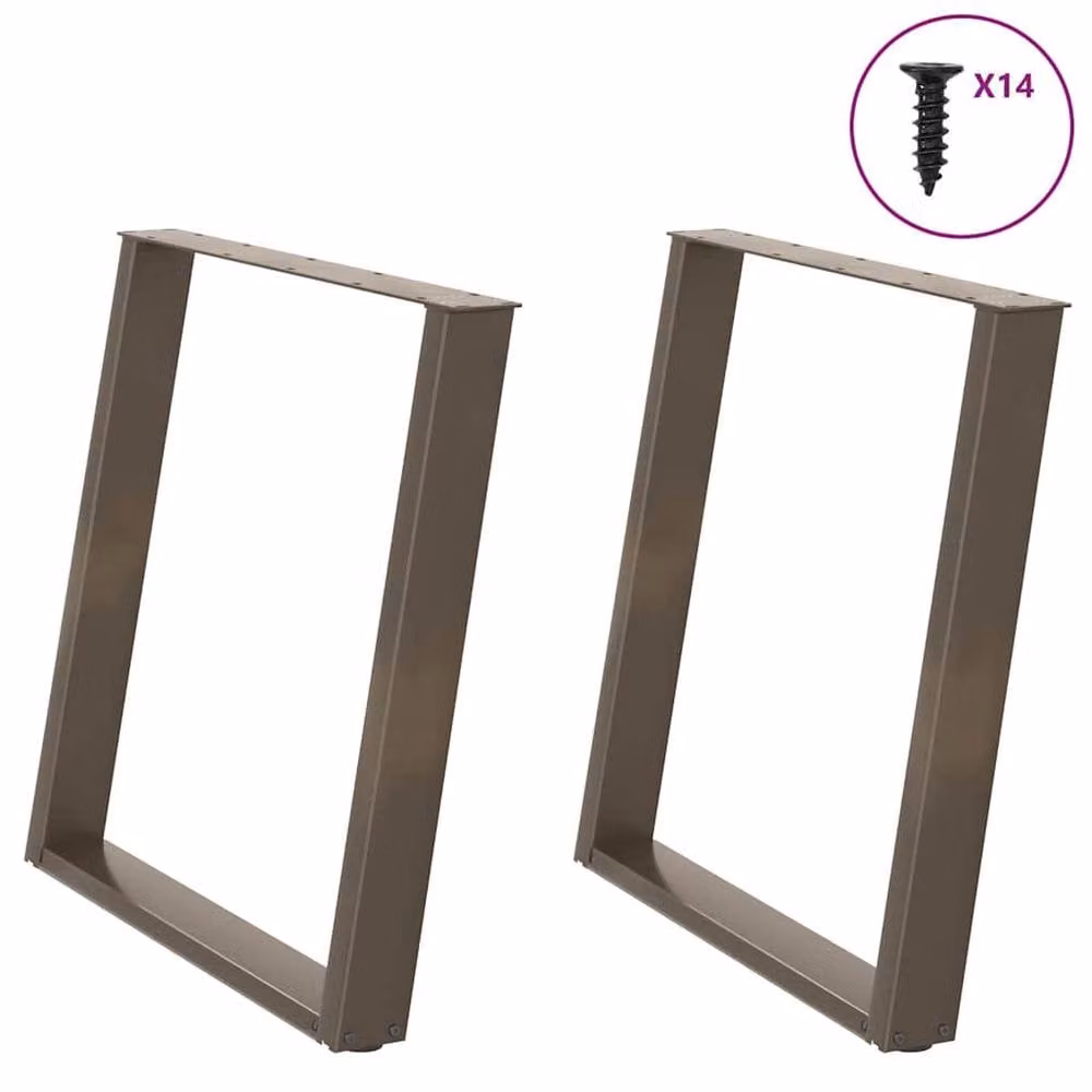 Berkfield Home Modern vidXL U-Shaped Dining Table Legs, 2 Pieces, Brown, Height: 73 cm, Width: 70 cm – 1