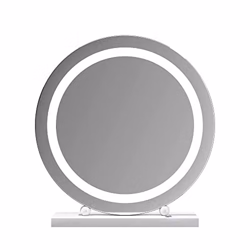 At Home Comforts Lucille Round Hollywood Vanity Mirror with Dimmable LED Lights, White, W/H: 40 x 53 cm – 4