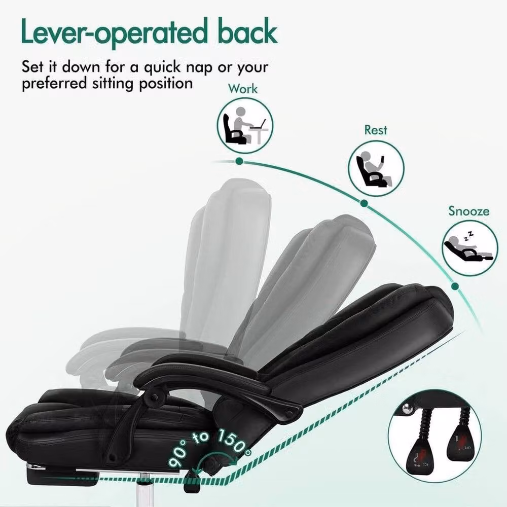 FORGEVIO Black Synthetic Leather Executive Office Chair with Massage and Heat Functions – 3