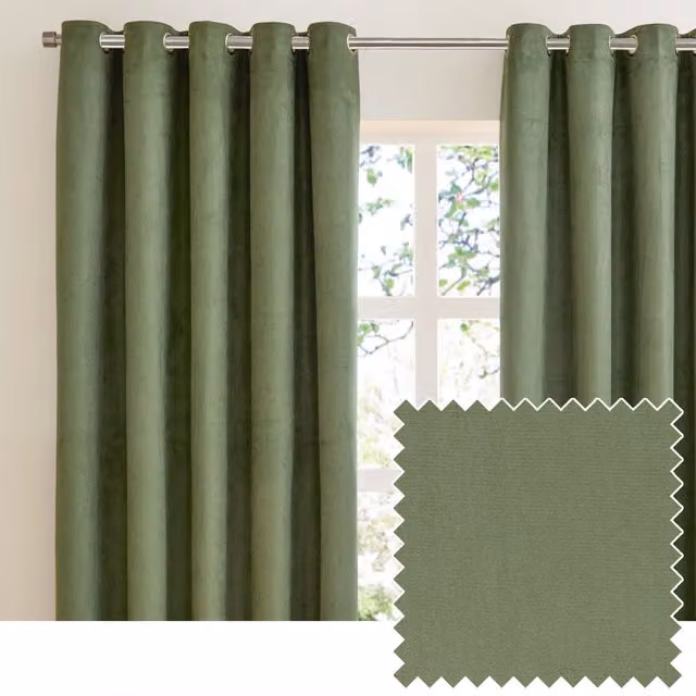 Furn Verso Blackout Eyelet Curtain Pair in Green, W/D/H: 183 x 229 cm – 3