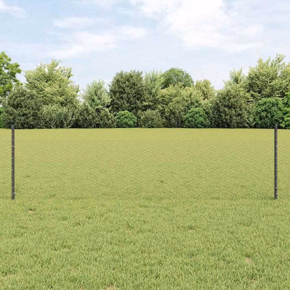 Berkfield Home 11-Piece Grey U-Channel Hexagon Fence Posts, Galvanised Steel, Height: 60 cm – 2
