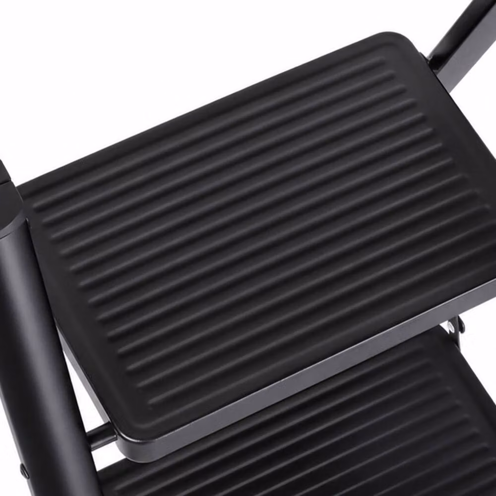 Traderight Foldable Steel Step Ladder with Rubber Feet, Black, 150kg Capacity – 7