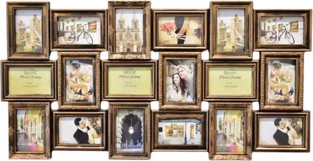 DEENZ Vintage Multi Aperture Rectangular Picture Wall Frame, Brown
