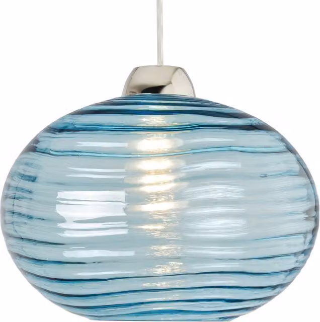 Litecraft Nina Ripple Oval Glass Easy Fit Lampshade in Blue and Chrome