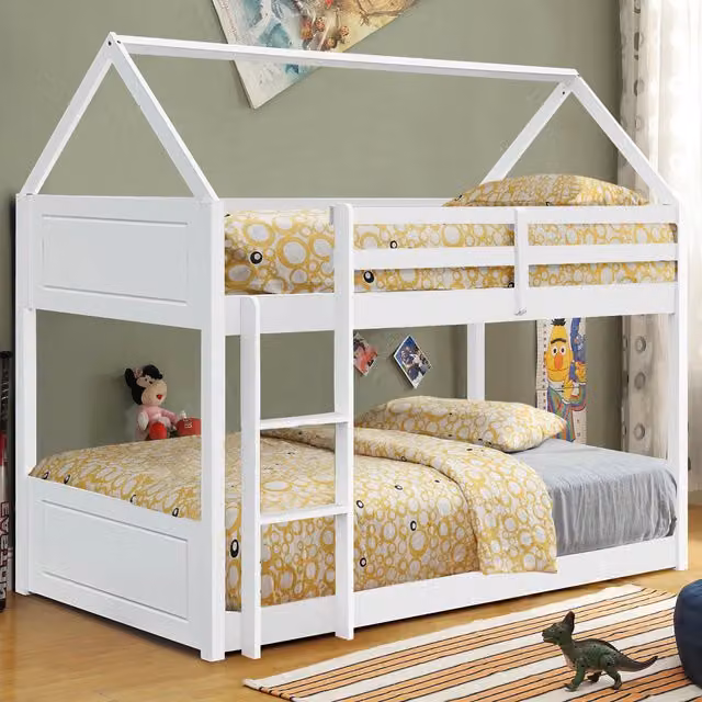 Comfy Living White House Style Single Bunkbed for Children, W/D/H: 90 x 190 cm