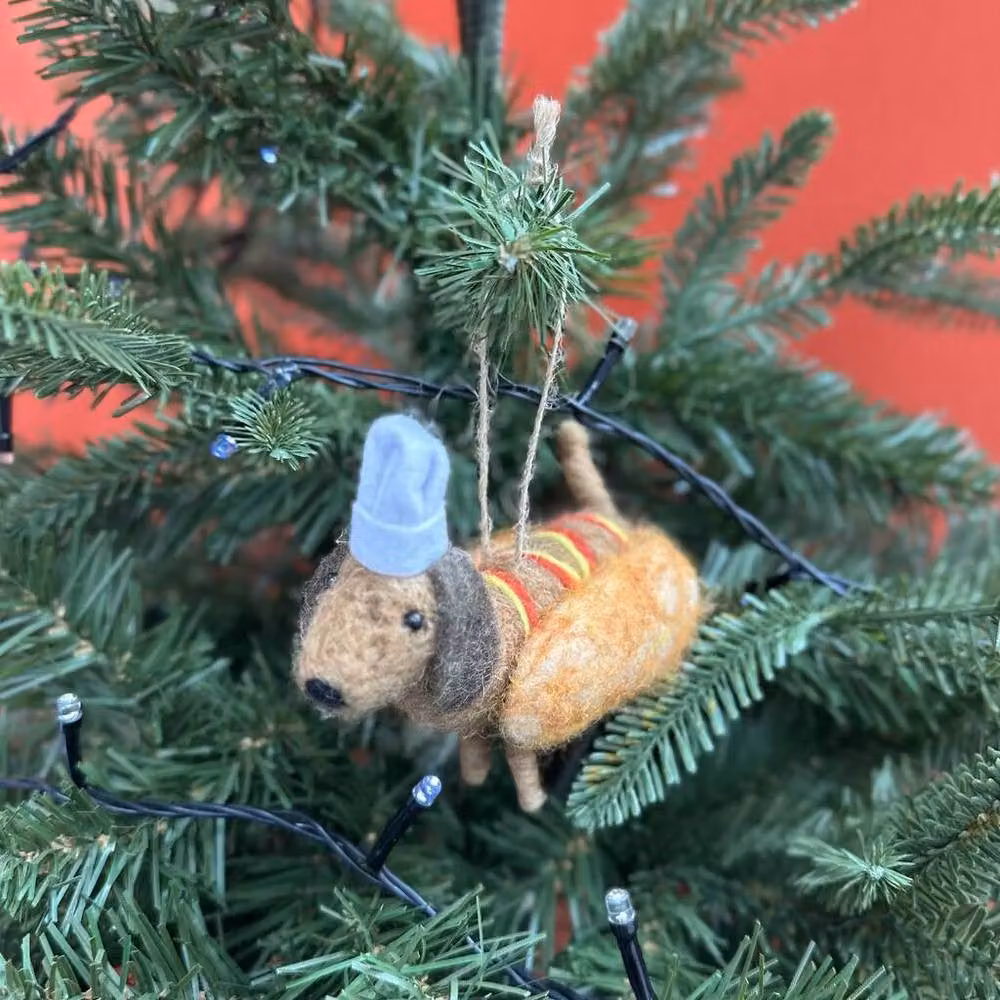 The Alphabet Gift Shop Brown Hot Sausage Dog Christmas Hanging Bauble Decoration – 2
