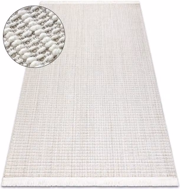RugsX Nano White Rectangular Polyester Rug, W: 120 cm x L: 170 cm