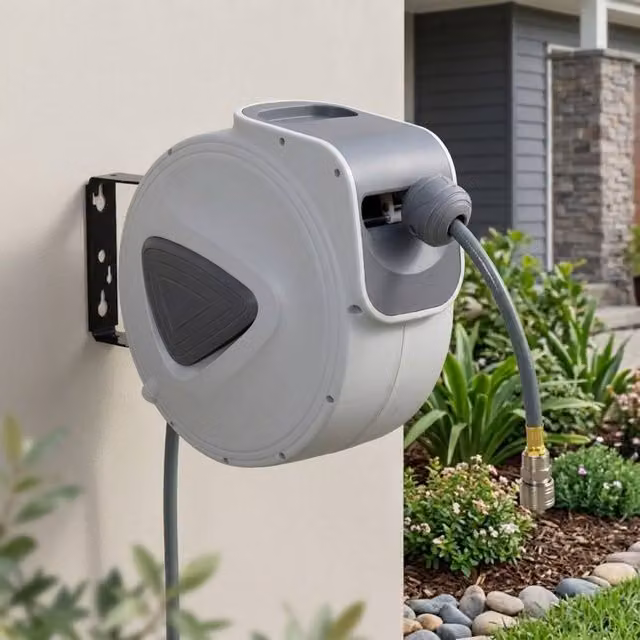 STILVORA Wall-Mounted Auto Retract Air Hose Reel, Grey – 1
