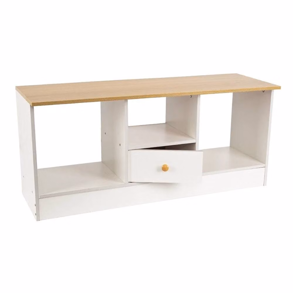 EONLION White Wooden TV Stand Media Console Storage Shelf – 4