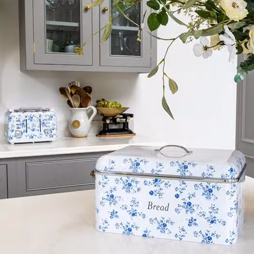 Laura Ashley China Rose Bread Bin in White and Multicolour Metal – 5
