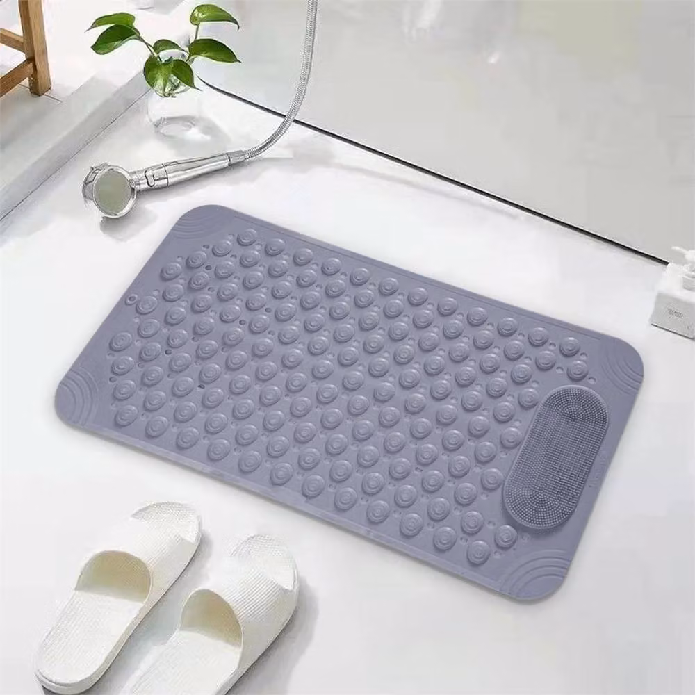 FLAVORA Non Slip Extra Large Rectangular Bath Mat, Grey, W: 50 cm, L: 80 cm – 2