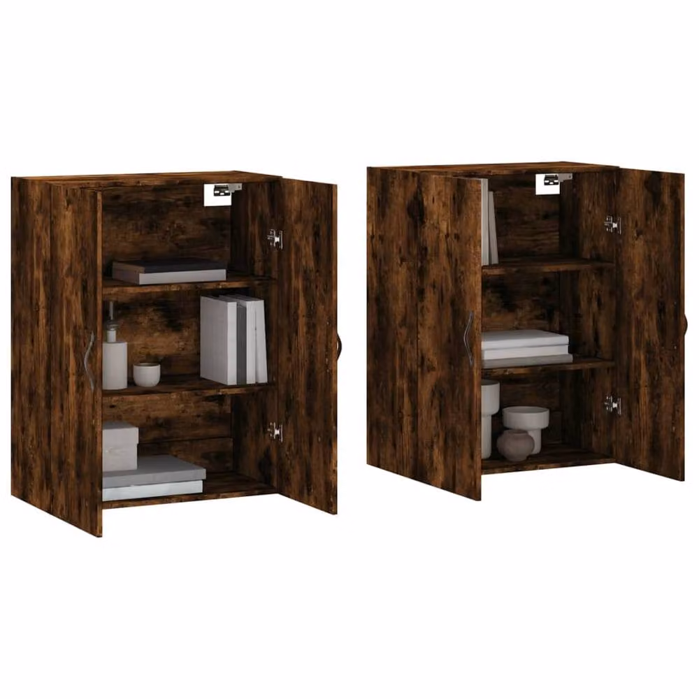 Berkfield Home Set of 2 Wall Mounted Smoked Oak Cabinets in Brown – 2