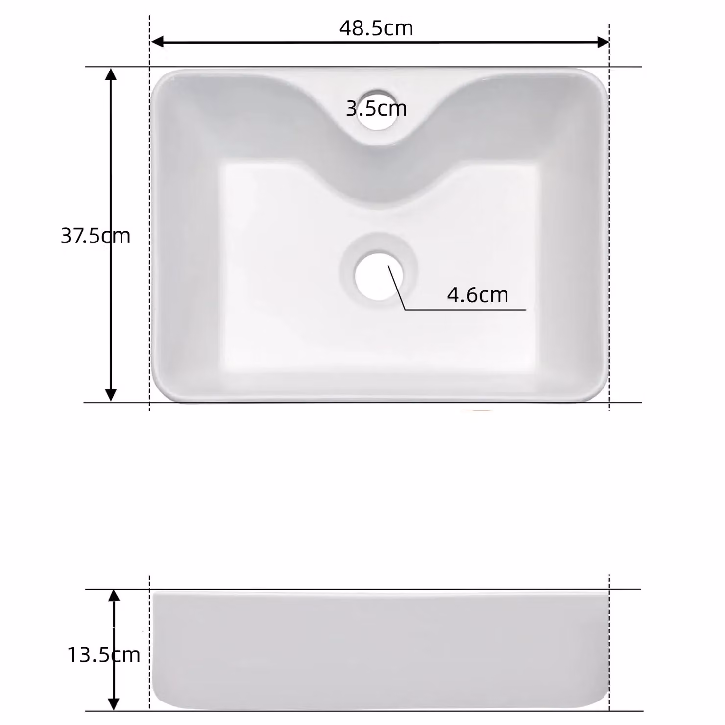 Dprodo White Ceramic Rectangular Vessel Bathroom Sink for Countertop W/D/H: 83 x 40 x 13.5 cm – 4