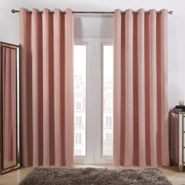 OHS Plain Pink Blackout Thermal Eyelet Curtains, Height: 228 cm