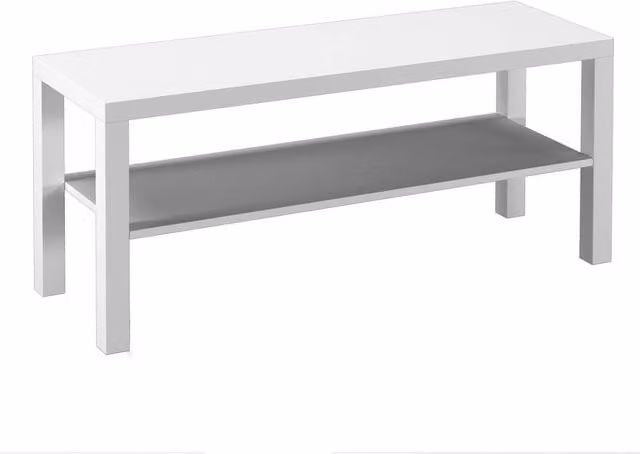 VOGREX White 2 Tier Modern TV Bench Entertainment Media Stand Cabinet – 1