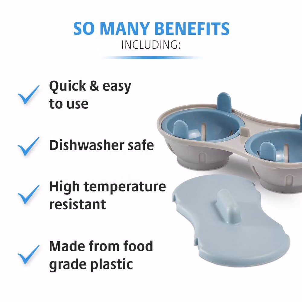 Basilico Double Microwave Egg Poacher in Blue, 22cm – 2