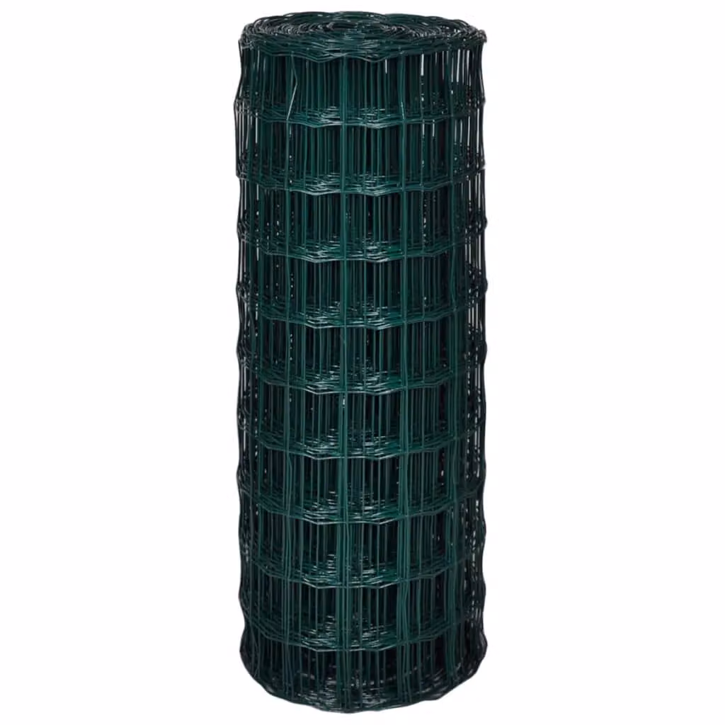 Berkfield Home Euro Fence Green PVC-Coated Steel Fencing, W: 25 m, H: 1.8 m – 3