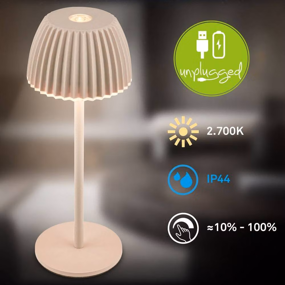 Briloner Beige Rechargeable Battery LED Table Lamp with Dimmable Warm White Light – 2
