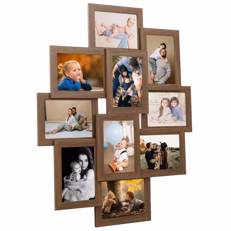 Berkfield Home Modern Collage Photo Frame in Light Brown for 10 x 13 x 18 cm Pictures