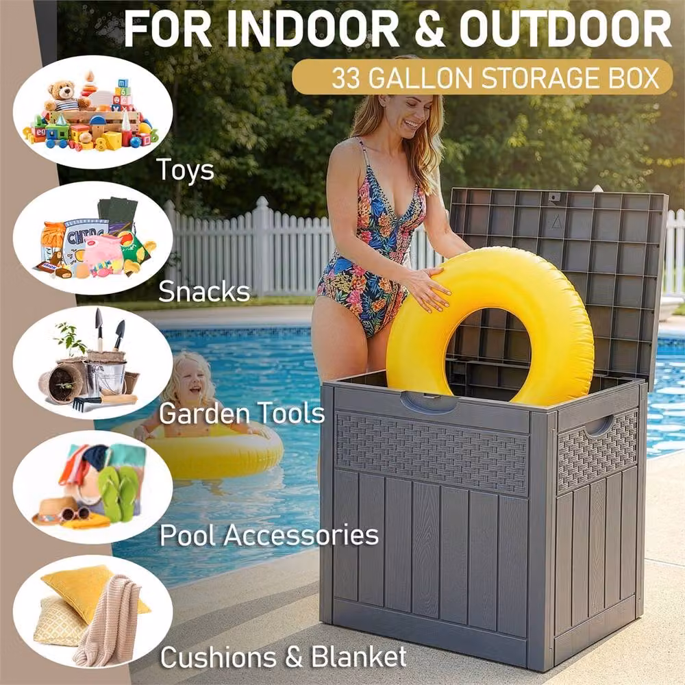 FORGEVIO Lockable Outdoor Garden Storage Deck Box in Grey – 2