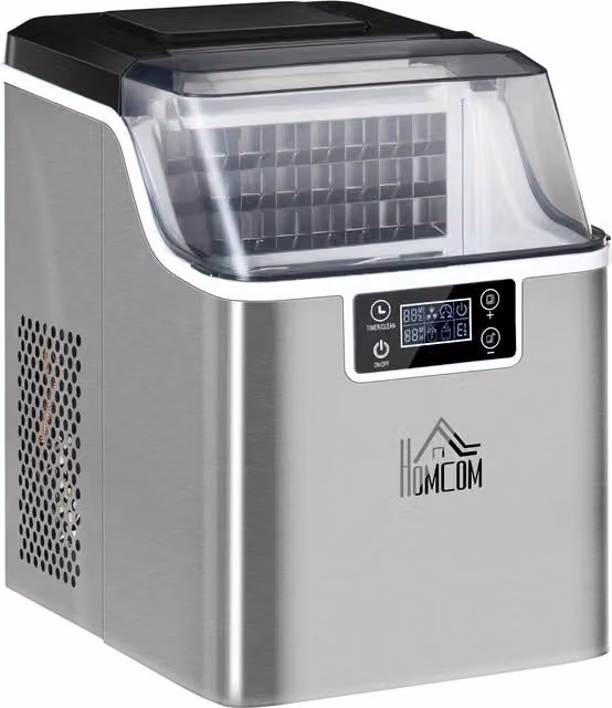HOMCOM Silver Countertop Ice Maker Machine with 3.2L Capacity and Self-Cleaning Function – 1