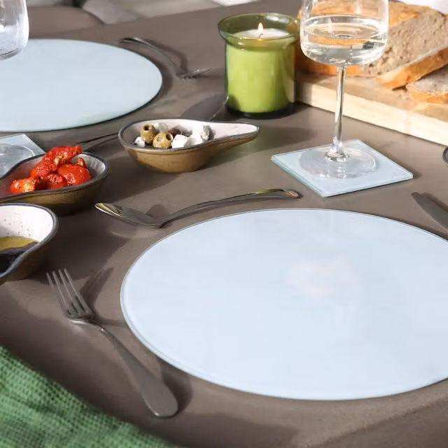 Harbour Housewares 12-Piece White Round Glass Placemats and Square Coasters Set