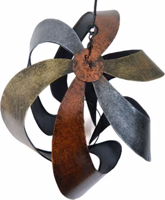 On Trade Winds Abstract Geometric Metal Hanging Wind Spinner in Silver and Multicolour