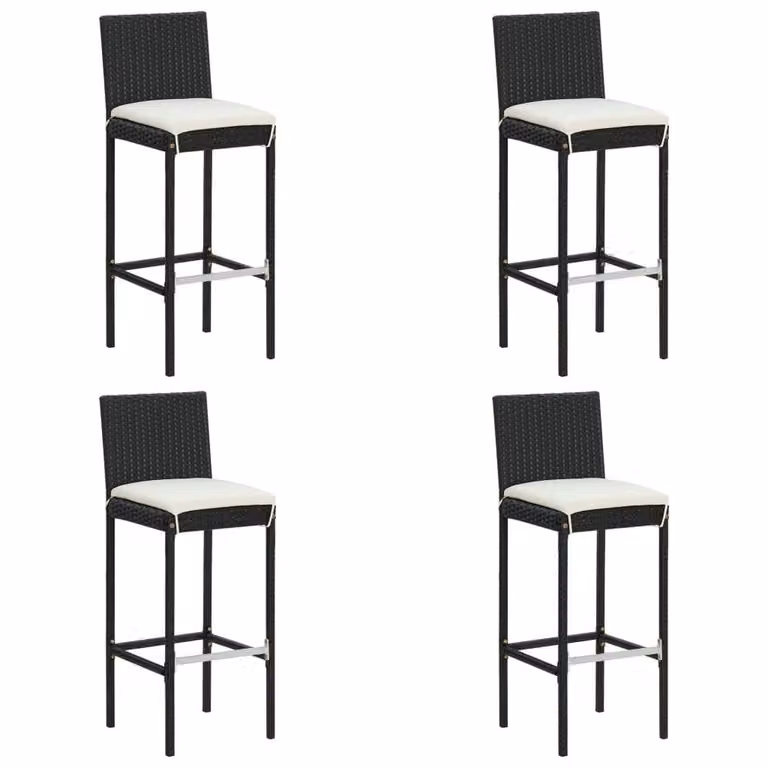 Berkfield Home 5 Piece Modern Poly Rattan Garden Bar Set with Cushions in Black