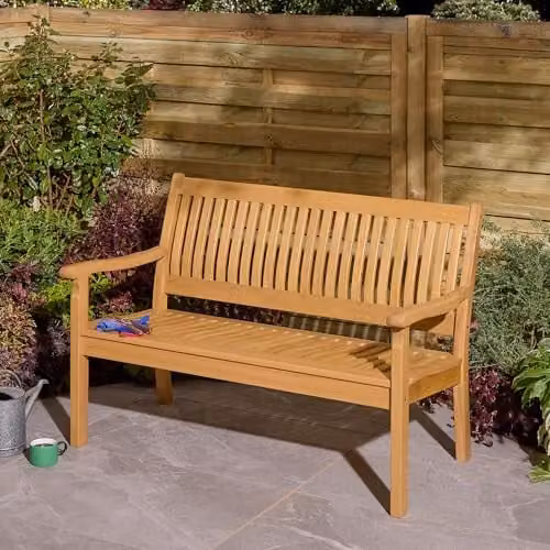 Rowlinsons Farnham 2 Seat Garden Bench in Brown Wood, W124 x D72 x H87 cm