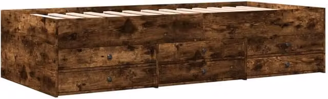 Berkfield Home Versatile Daybed with Drawers in Smoked Oak Brown, W/D/H: 200 x 90 x 45.5 cm – 1