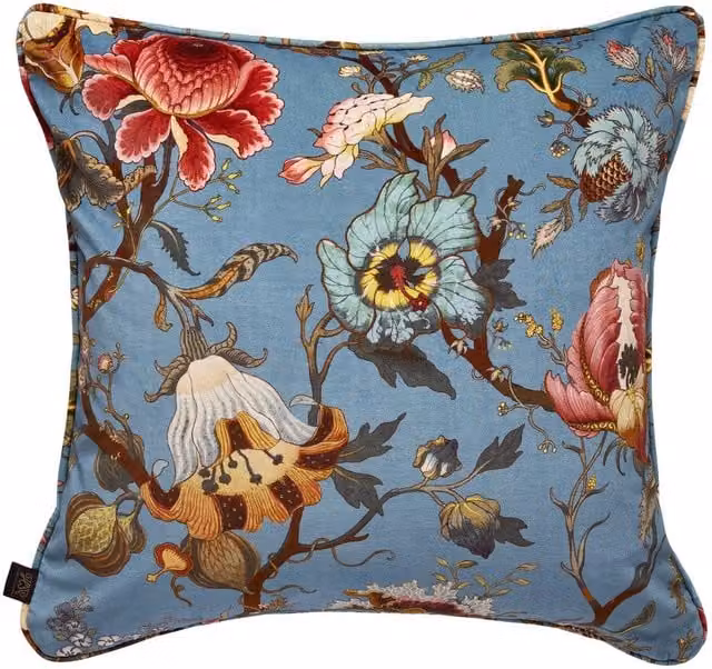 House of Hackney Artemis Large Square Velvet Cushion in Azure Blue, W/D/H: 60 x 60 x 60 cm