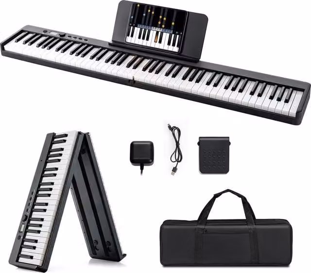 Costway 88-Key Folding Electric Piano Keyboard, Black