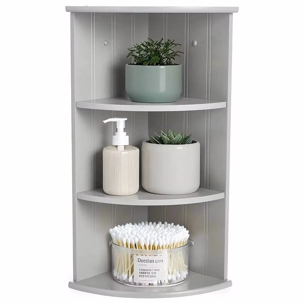 FORGEVIO 3 Tier Corner Shelf Unit Organiser Rack in Grey – 2