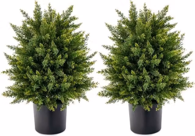 Costway Artificial Cedar Topiary Ball Tree in Green, Diameter: 50 cm
