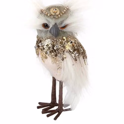 VFM e-Store Christmas Velvet Owl Tabletop Decoration, Green