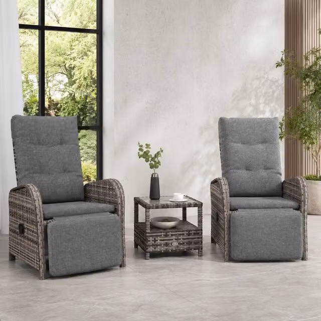 STILVORA 2-Seater Reclining Sofa in Brown with Metal and Rattan Details