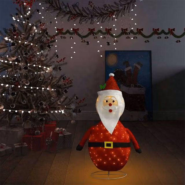 Berkfield Home Decorative Christmas Santa Claus Figure with LED Lights, Red and Multicolour, Height: 90 cm
