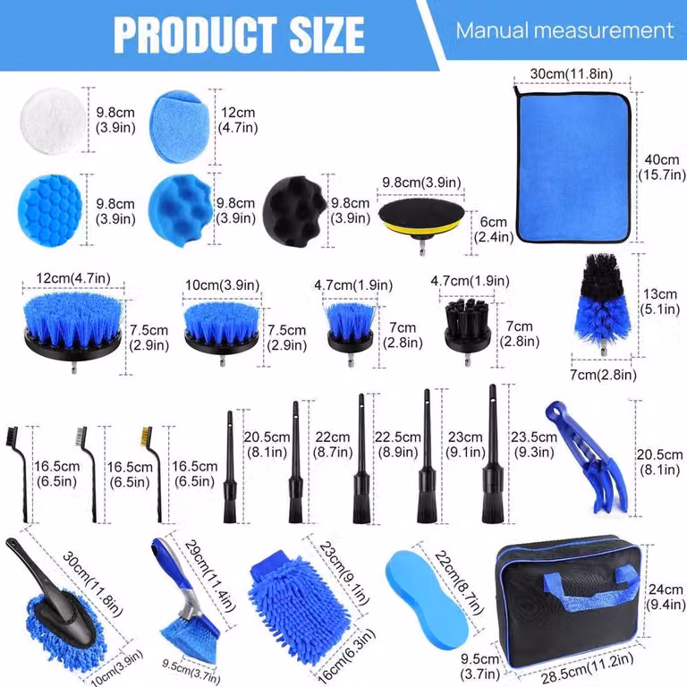 SPETLEK Car Detailing Brush Set Duster for Interior and Wheels, Blue, W/D: 100 x 60 cm