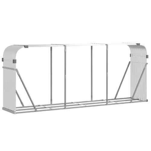 vidaXL Log Holder in Silver Galvanised Steel, W/D/H: 234 x 45 x 100 cm