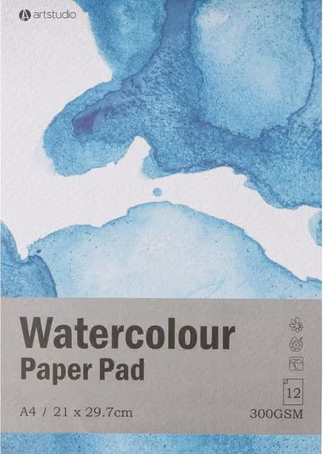 Art Studio Watercolour Paper Pad, White and Blue