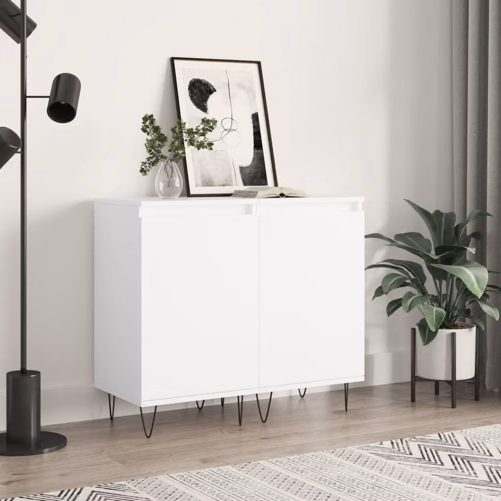 Berkfield Home Set of 2 White Modern Sideboards in Matt Engineered Wood, W/D/H: 40 x 35 x 70 cm – 2