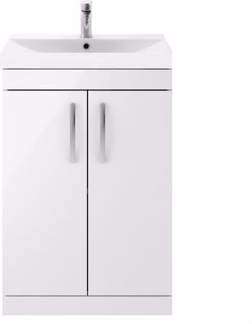 Balterley Millwich Contemporary 2 Door Gloss White Freestanding Vanity Basin Unit, Width: 60 cm