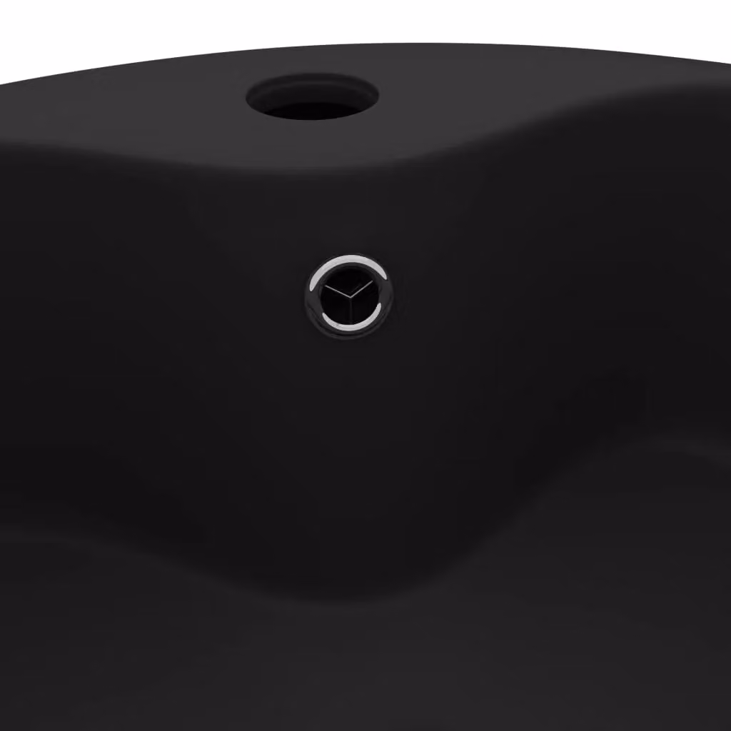 Berkfield Home Luxury Ceramic Round Countertop Wash Basin with Overflow, Matt Black, W: 36 cm, D: 13 cm – 3