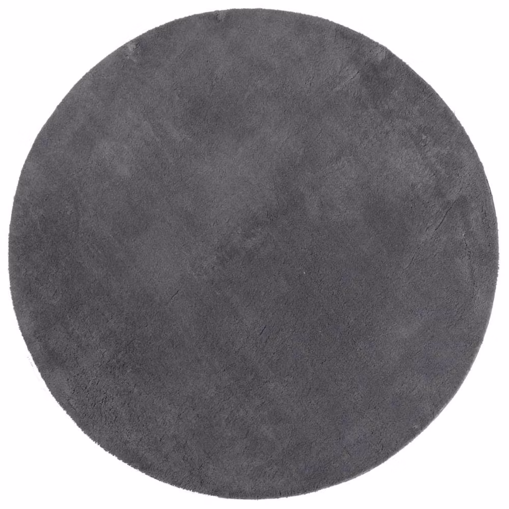 Berkfield Home Round Short Pile Soft and Washable Anthracite Rug, Diameter: 120 cm – 1